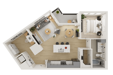 Floor plan for 1 bed, 1 bath, 815 sqft