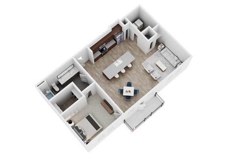 Floor plan for 1 bed, 1 bath, 934 sqft