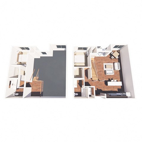 Floor plan for 2 beds, 2.5 baths, 1278 sqft