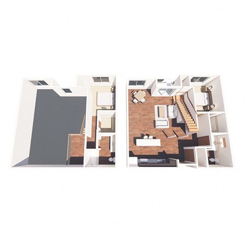 Floor plan for 2 beds, 2.5 baths, 1341 sqft