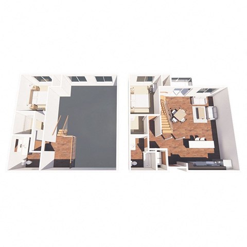 Floor plan for 2 beds, 2.5 baths, 1265 sqft