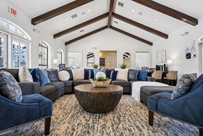 El Paso apartment for rent - A large, modern living room with a variety of seating options and a coffee table.