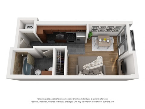 Floor plan for studio, 1 bath, 460 sqft
