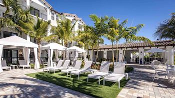 Sun deck with pool side cabanas