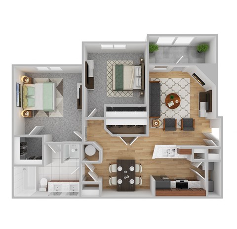 Floor plan for 2 beds, 1 bath, 951 sqft