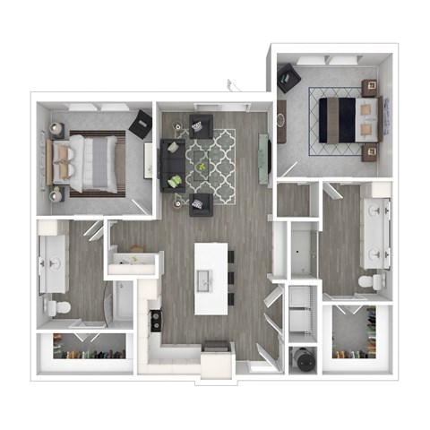 Floor plan for 2 beds, 2 baths, 1184 sqft