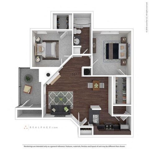 Floor plan for 2 beds, 1 bath, 880 sqft