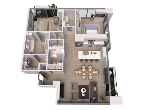 Floor plan for 2 beds, 2 baths, 1493 sqft
