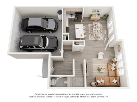 Floor plan for 3 beds, 2.5 baths, 1685 sqft