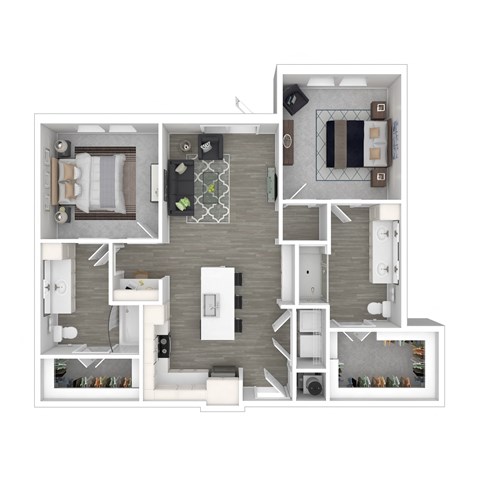 Floor plan for 2 beds, 2 baths, 1154 sqft