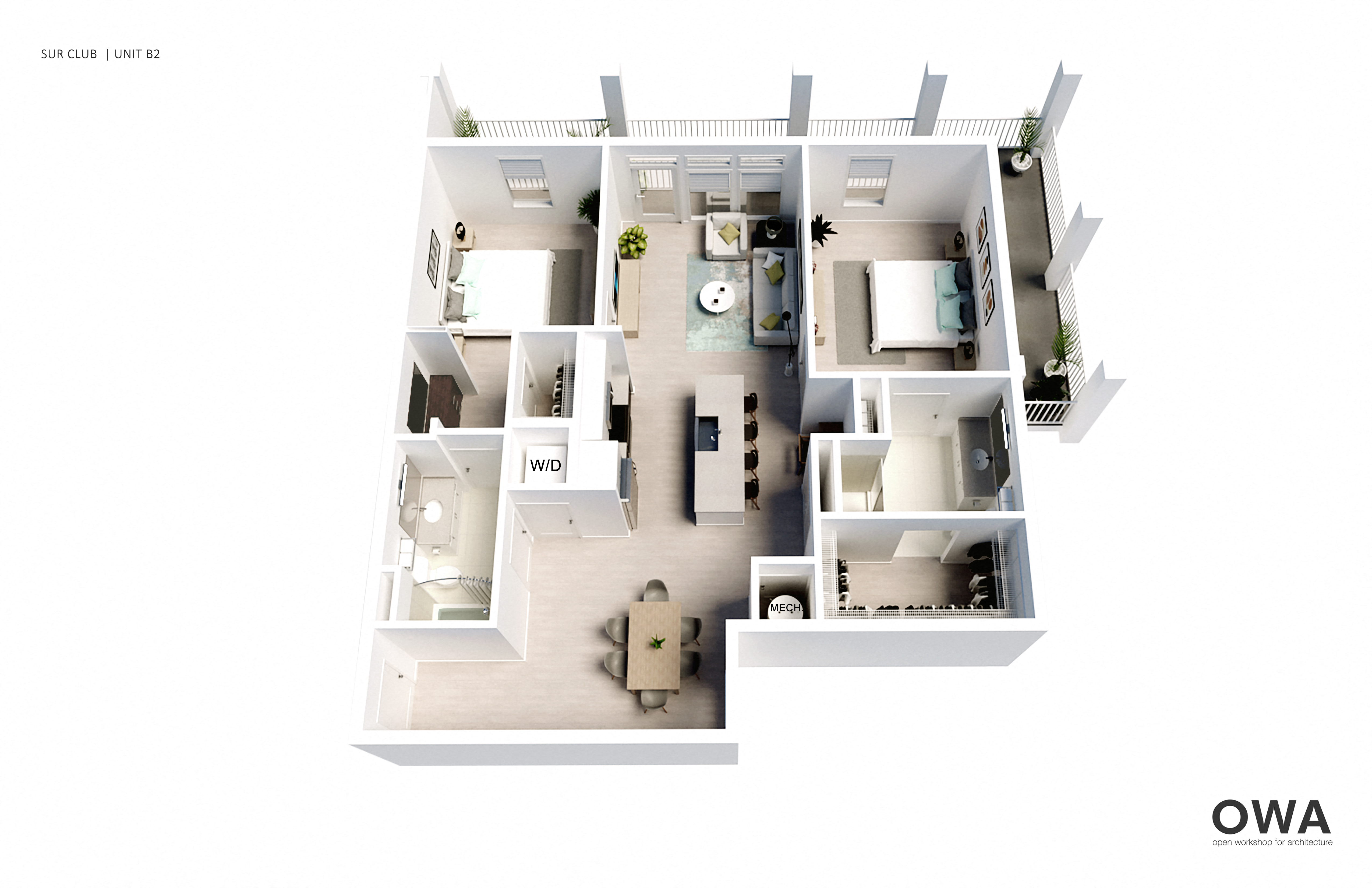 Floor plan for 2 beds, 2 baths, 1186 sqft