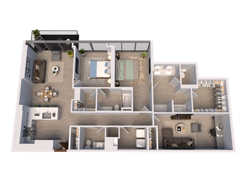 Floor plan for 2 beds, 2 baths, 1614 sqft