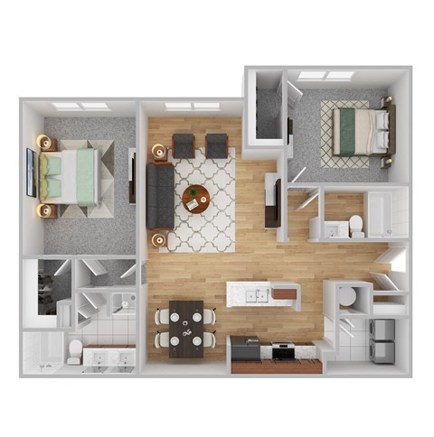 Floor plan for 2 beds, 2 baths, 1246 sqft