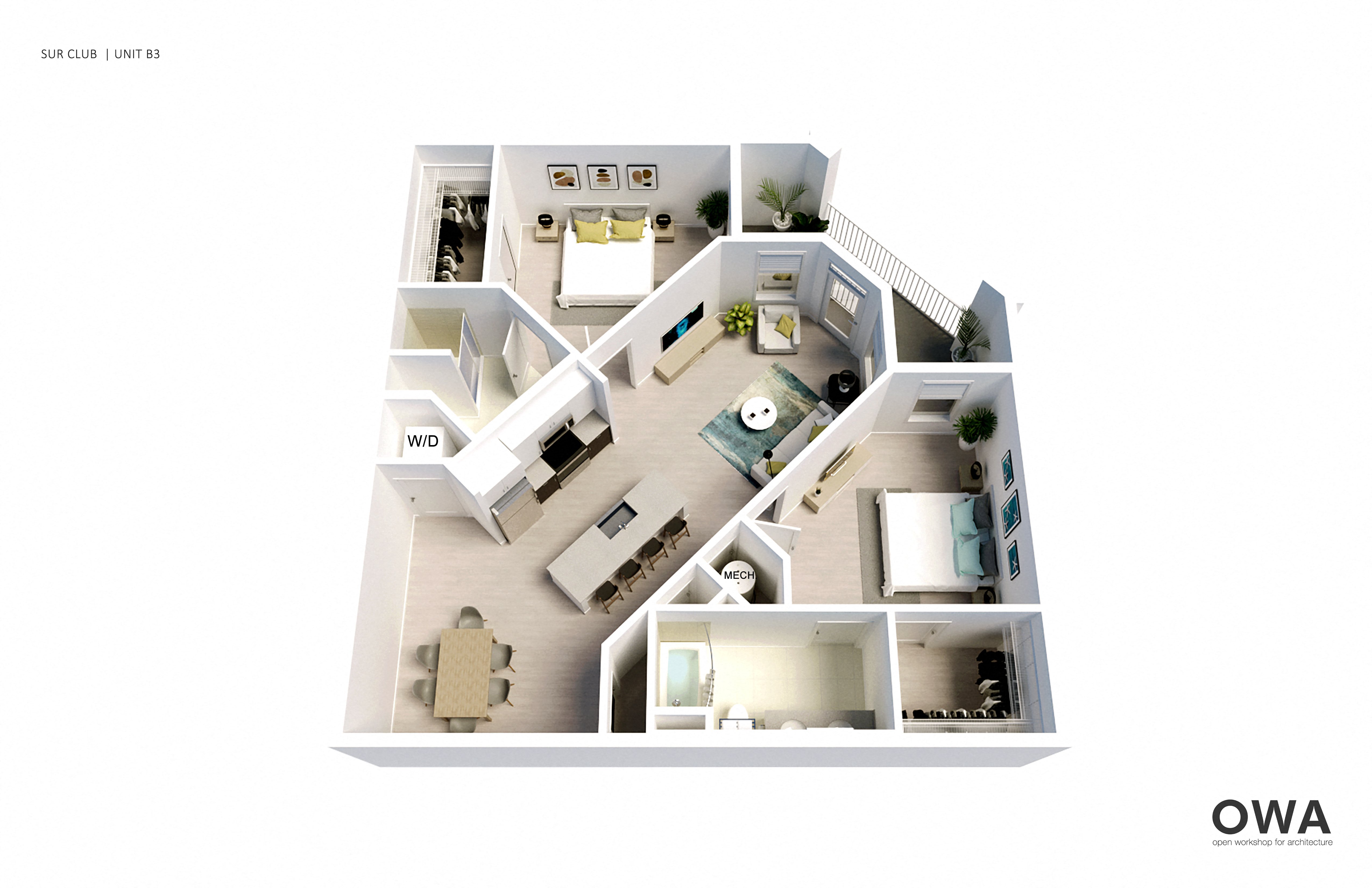 Floor plan for 2 beds, 2 baths, 1177 sqft