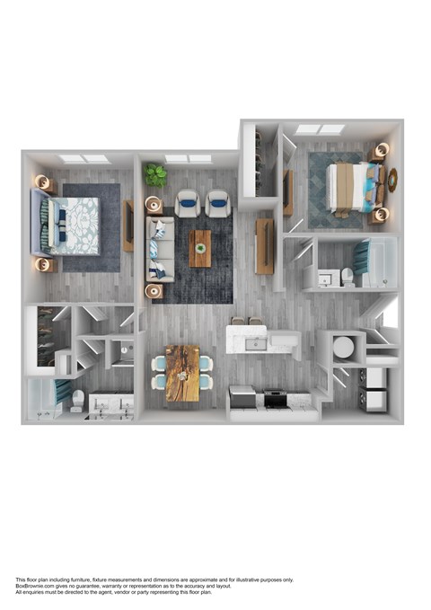 Floor plan for 2 beds, 2.5 baths, 1380 sqft