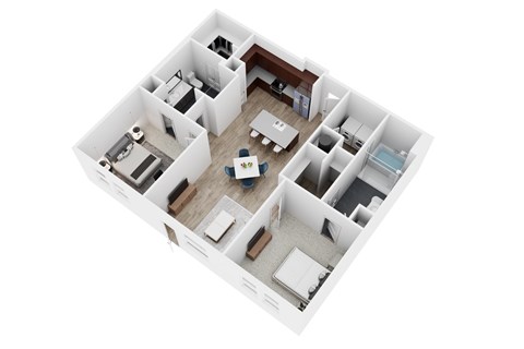 Floor plan for 2 beds, 2 baths, 1112 sqft