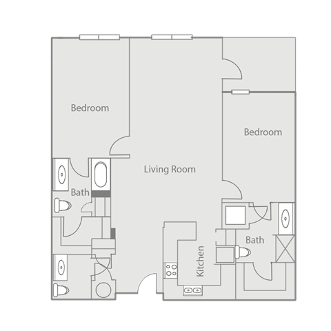 Floor plan for 2 beds, 2 baths, 1524 sqft
