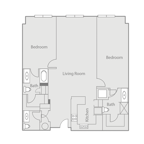 Floor plan for 2 beds, 2 baths, 1584 sqft