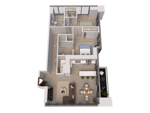 Floor plan for 2 beds, 2 baths, 978 sqft