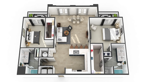 Floor plan for 2 beds, 2 baths, 1470 sqft