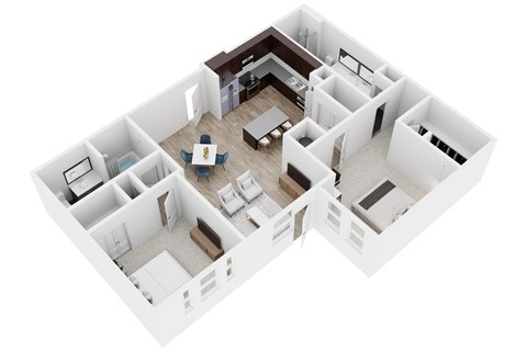 Floor plan for 2 beds, 2 baths, 1172 sqft