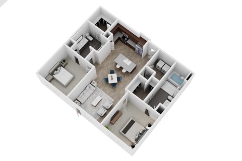 Floor plan for 2 beds, 2 baths, 1186 sqft