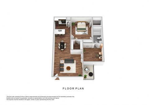 Floor plan for 2 beds, 1 bath, 834 sqft