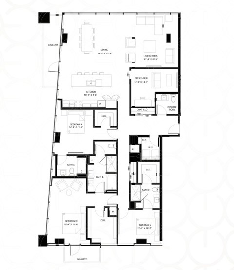 Floor plan for 3 beds, 3 baths, 2476 sqft