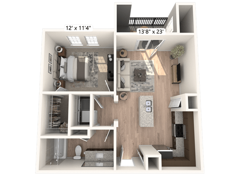 Floor plan for 3 beds, 2 baths, 1250 sqft