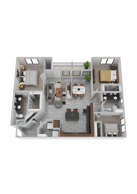 Floor plan for 3 beds, 2 baths, 1486 sqft
