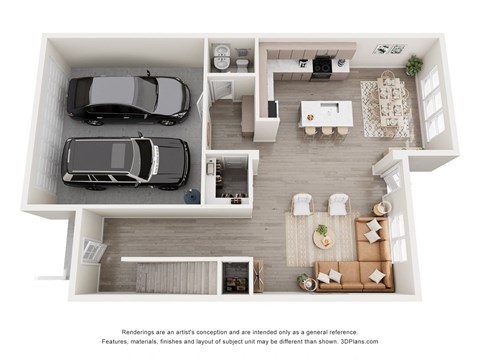 Floor plan for 3 beds, 2.5 baths, 1909 sqft