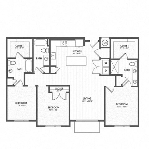 Floor plan for 3 beds, 3 baths, 1520 sqft