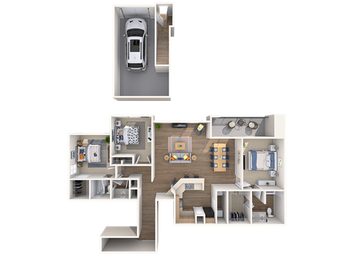 Floor plan for 3 beds, 2 baths, 1426 sqft