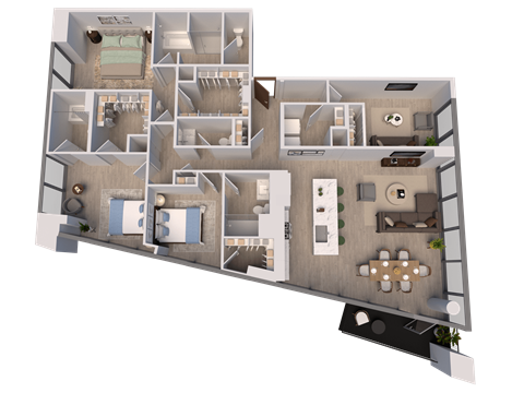 Floor plan for 3 beds, 3 baths, 2223 sqft