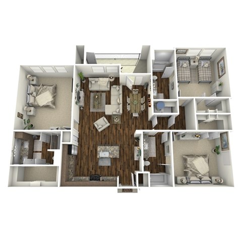 Floor plan for 3 beds, 2 baths, 1560 sqft
