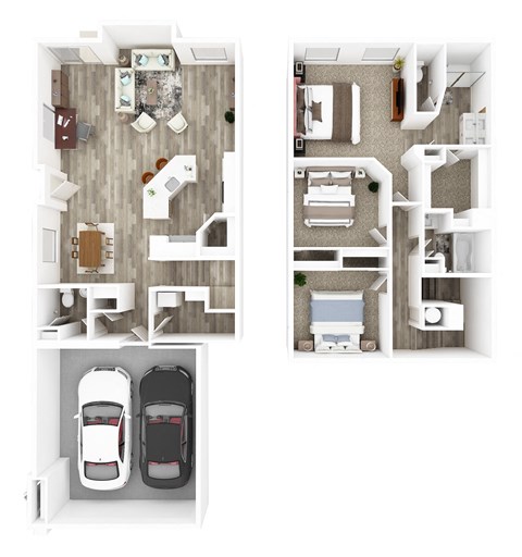 Floor plan for 3 beds, 2.5 baths, 1600 sqft