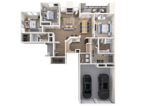 Floor plan for 3 beds, 2 baths, 1530 sqft