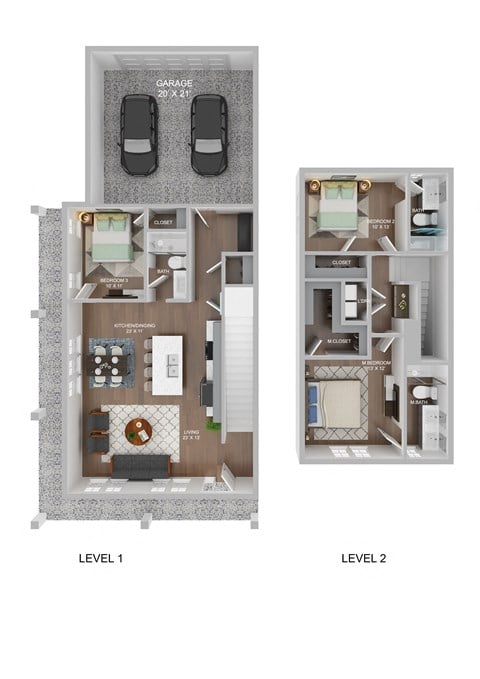 Floor plan for 3 beds, 3 baths, 1728 sqft