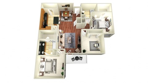 Floor plan for 3 beds, 2 baths, 1425 sqft