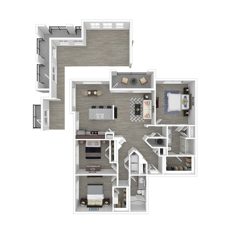Floor plan for 3 beds, 2 baths, 1398 sqft
