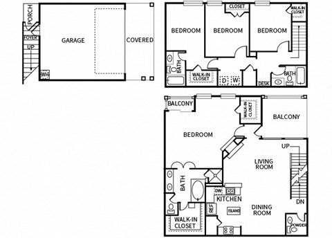 Floor plan for 4 beds, 3.5 baths, 1970 sqft