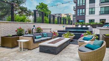 Outdoor lounge with fire pit & grilling stations