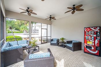 Outdoor space with seating and barbeques