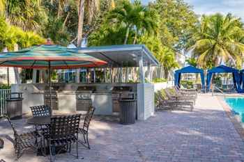 Outdoor space with seating and barbeques