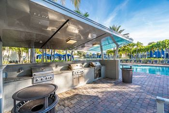 Outdoor space with seating and barbeques