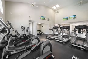 Orlando apartment for rent - a gym with cardio equipment and flat screen tvs