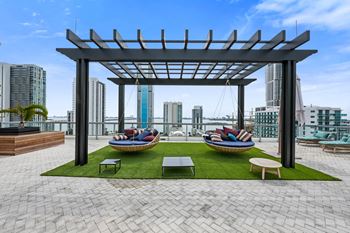 Sky lounge overlooking biscayne bay