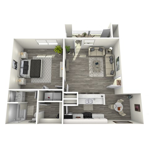 Floor plan for 1 bed, 1 bath, 700 sqft
