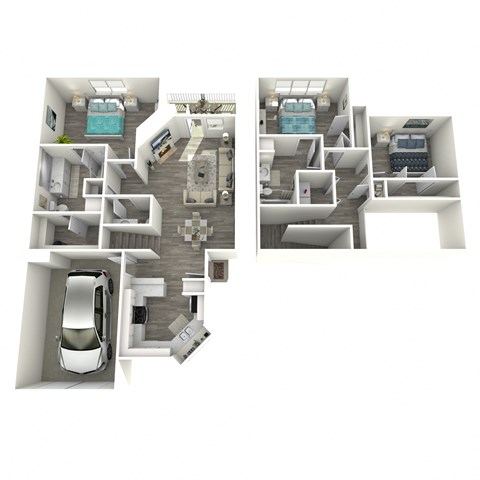Floor plan for 3 beds, 2.5 baths, 1300 sqft