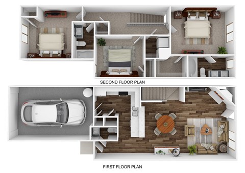 Floor plan for 3 beds, 2.5 baths, 1430 sqft